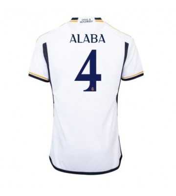 Lacne Muži Futbalové dres Real Madrid David Alaba #4 2023-24 Krátky Rukáv - Domáci
